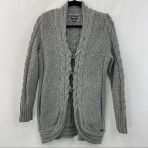 Womens Eddie Bauer gray lambswool blend 3 button cardigan large